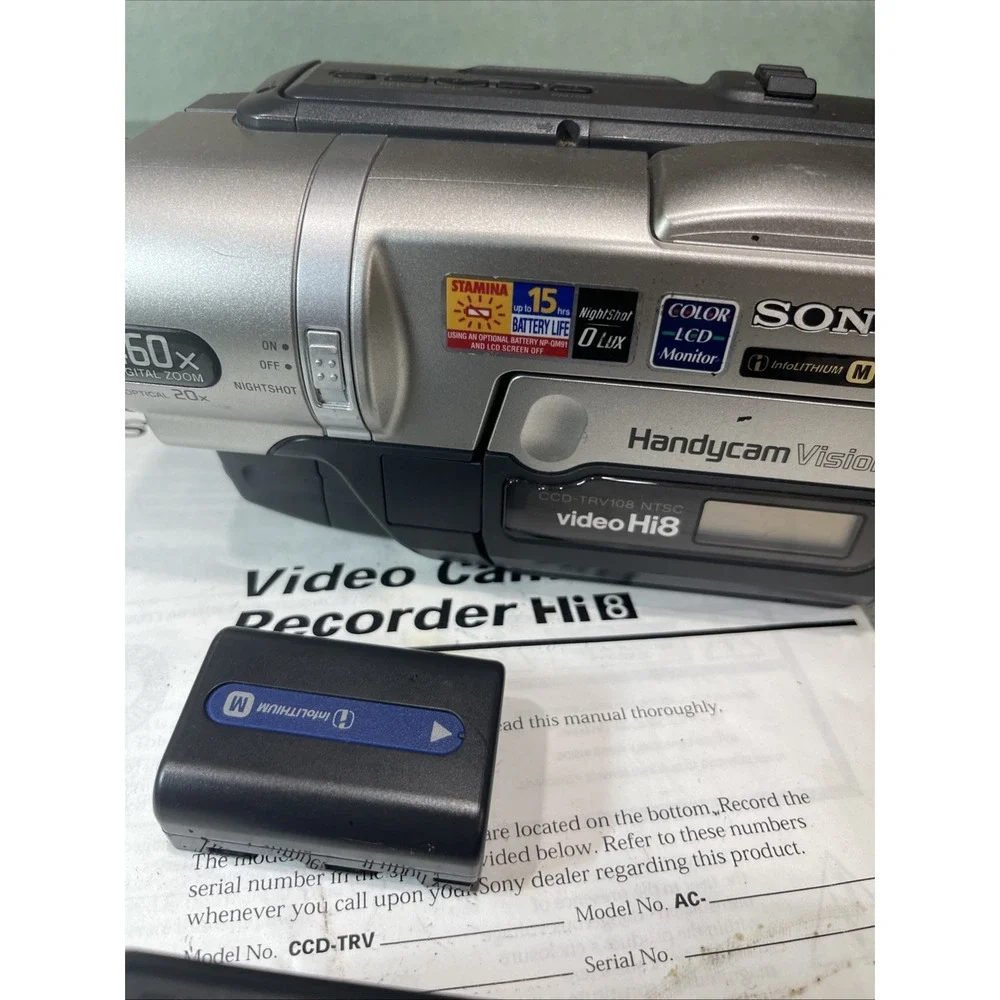 Sony Handycam Vision CCD-TRV108 Video Hi8 Camcorder 460x Digital Zoom 2002 Works